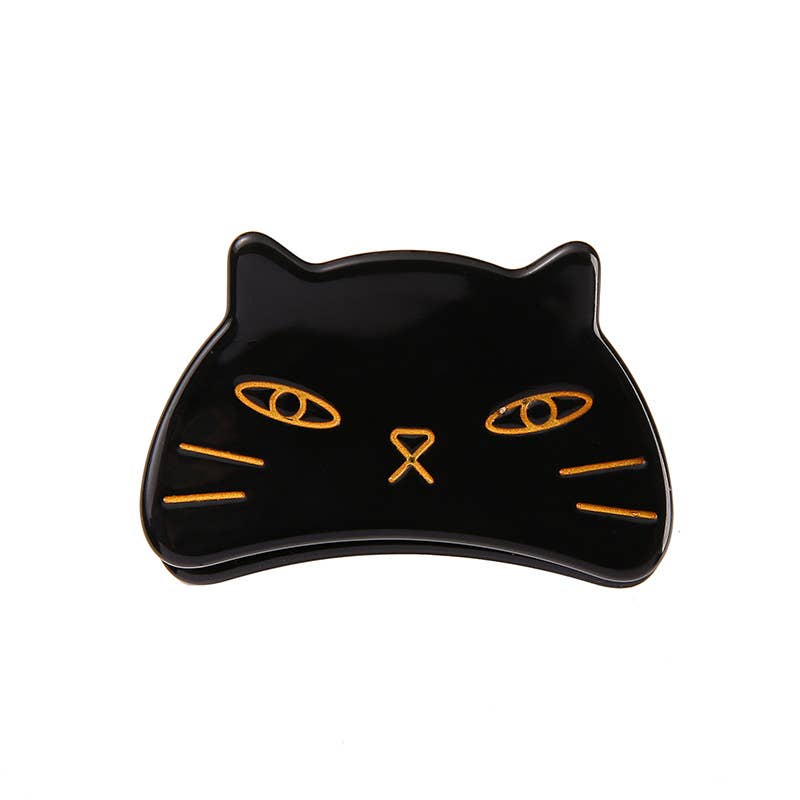 Cute Cat Head Metal Hair Claw Clip, Acetate Claw Clip
