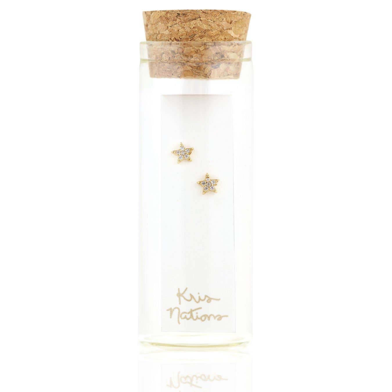 Star Crystal Stud Earrings 18K Gold Vermeil | Sterling Silver CZ Crystals Nickel Free Hypoallergenic Ships from CA