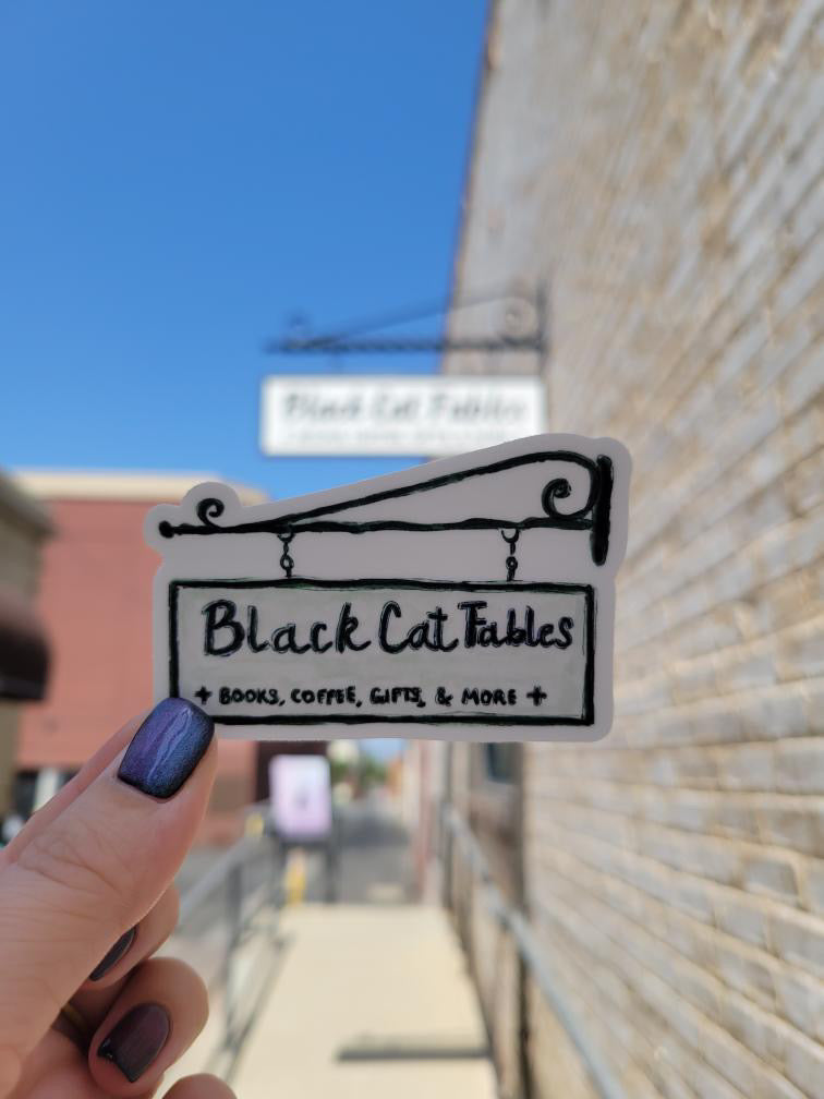 "Black Cat Fables Sign" Sticker