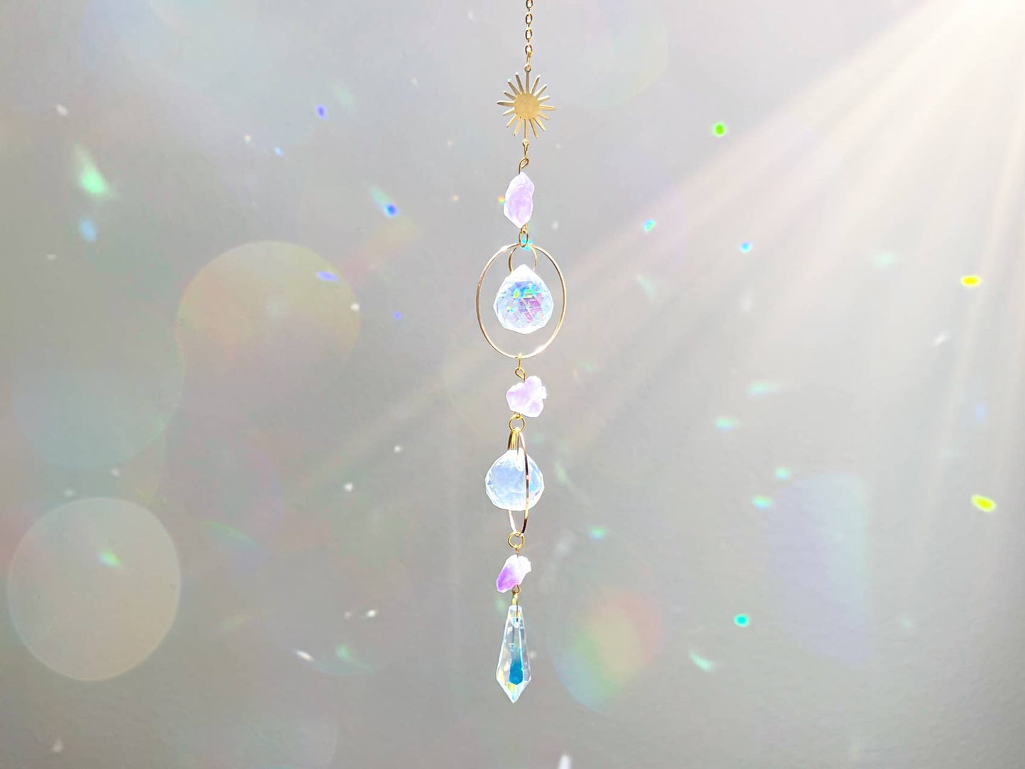 Amethyst Crystal Suncatcher Rainbow Prism