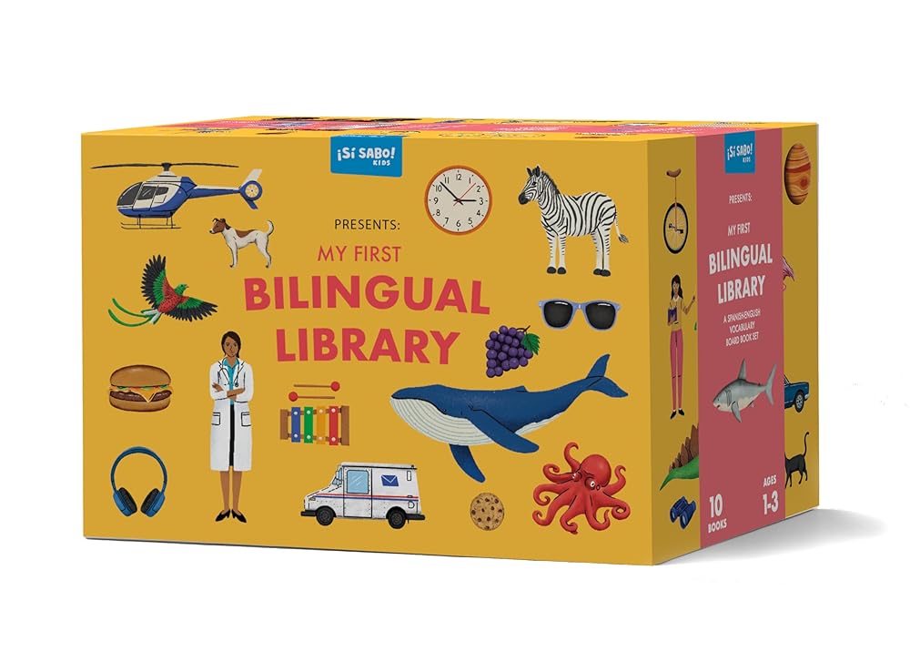 My First Bilingual Library: A Spanish-English Vocabulary Board Book Set of Colors, Numbers, Animals, ABCs, and More (Sí Sabo Kids) cover image