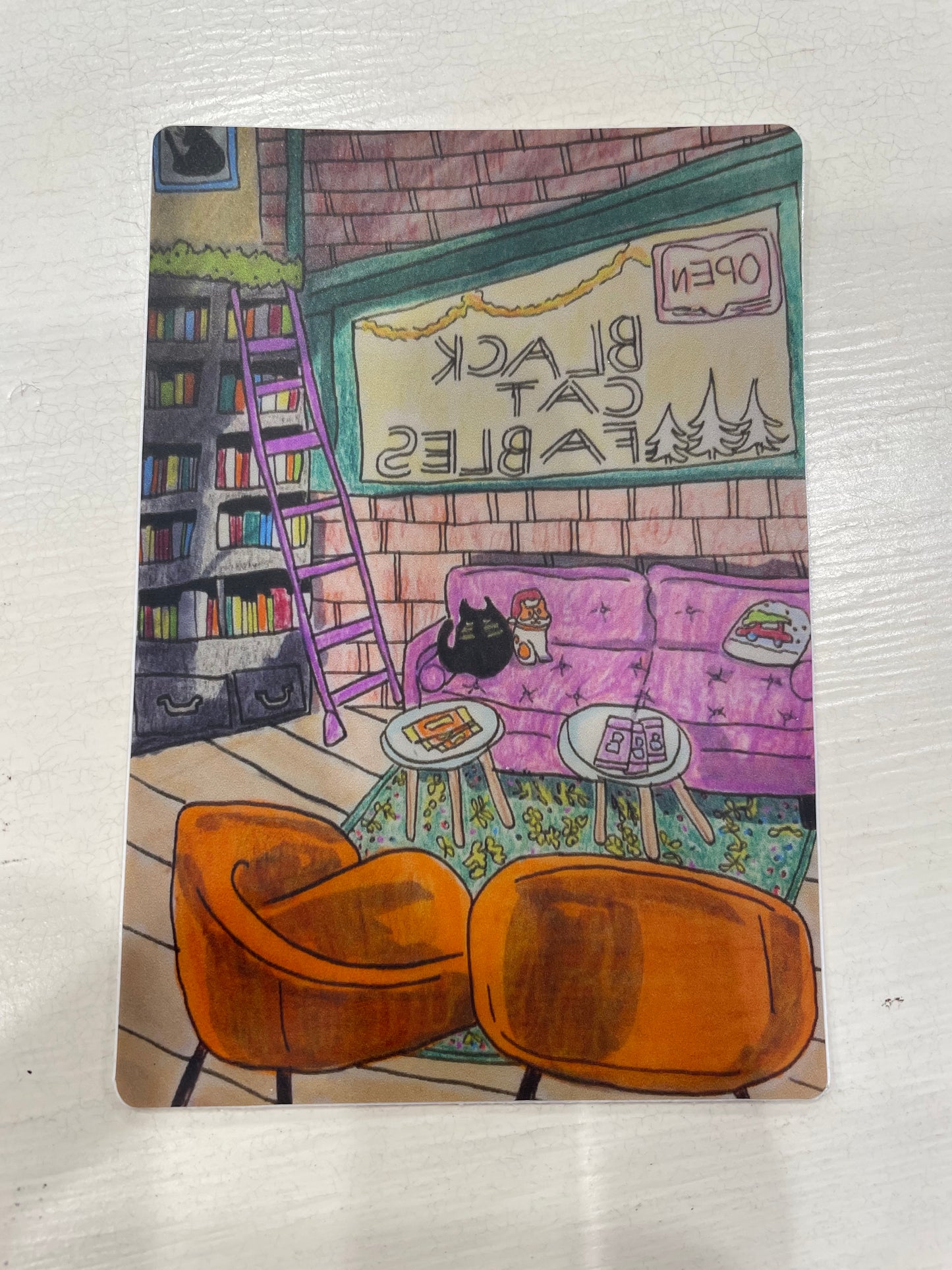 "Wintertime at Black Cat Fables" Sticker