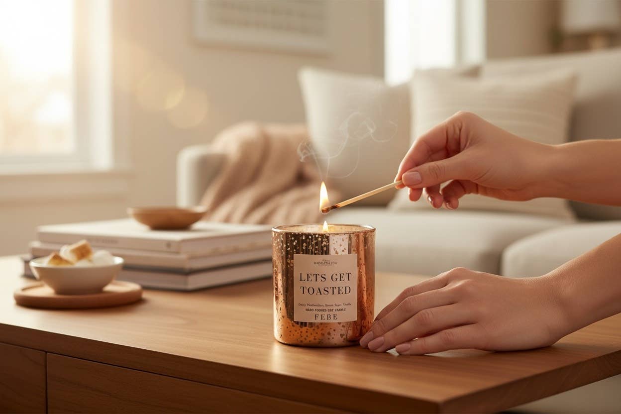 Lets Get Toasted- Toasted Marshmallow 10oz Gold Glass Candle
