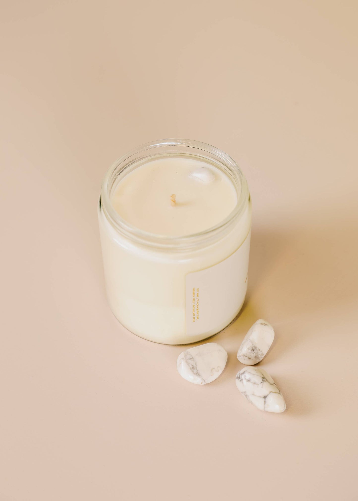4oz Clear Crystal Candles - White Howlite - Mindfulness