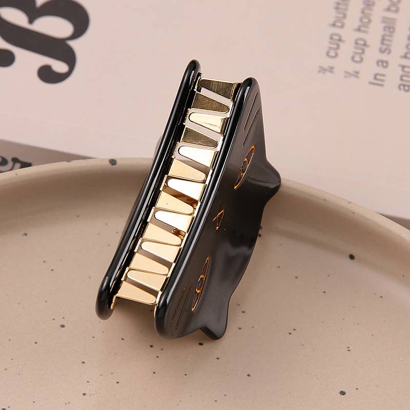 Cute Cat Head Metal Hair Claw Clip, Acetate Claw Clip