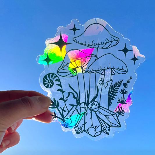 Mushroom Crystal Suncatcher Window Decal