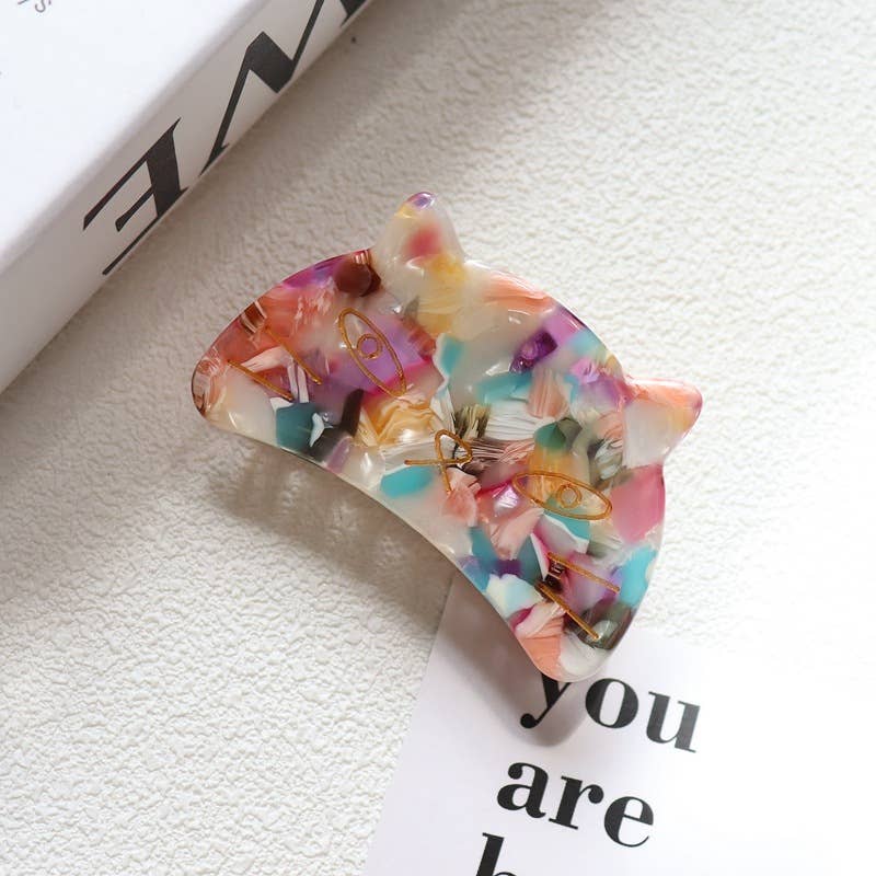 Adorable Cat Acetate Hair Clips in Various Colors
