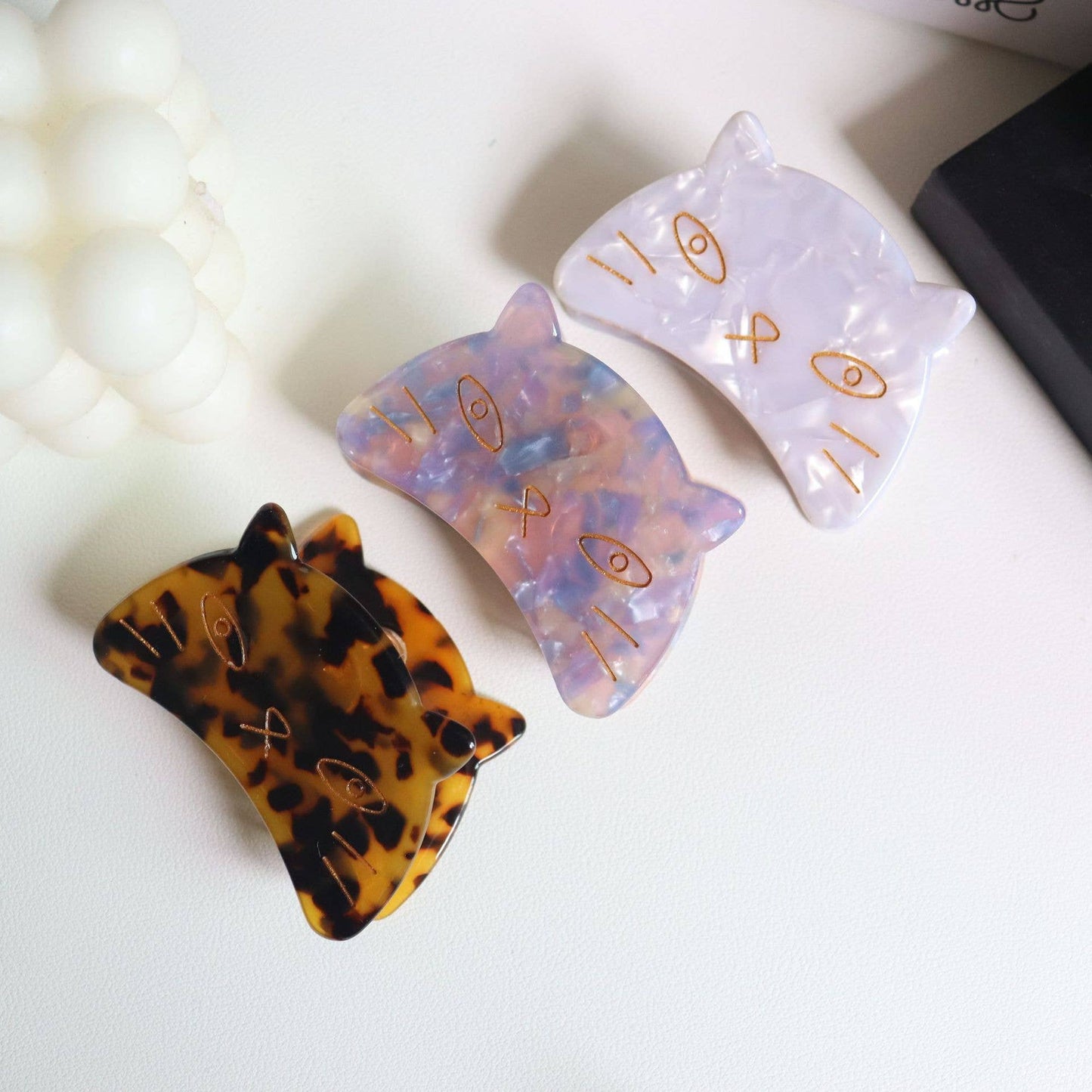 Adorable Cat Acetate Hair Clips in Various Colors