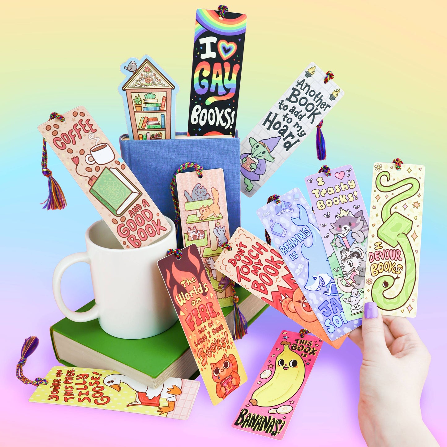 Cat Tower, Cat Lover, Cute, Bookish, Bookmark with Tassel