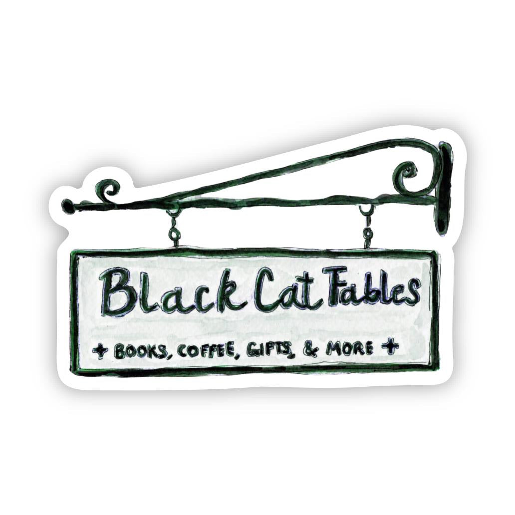 "Black Cat Fables Sign" Sticker