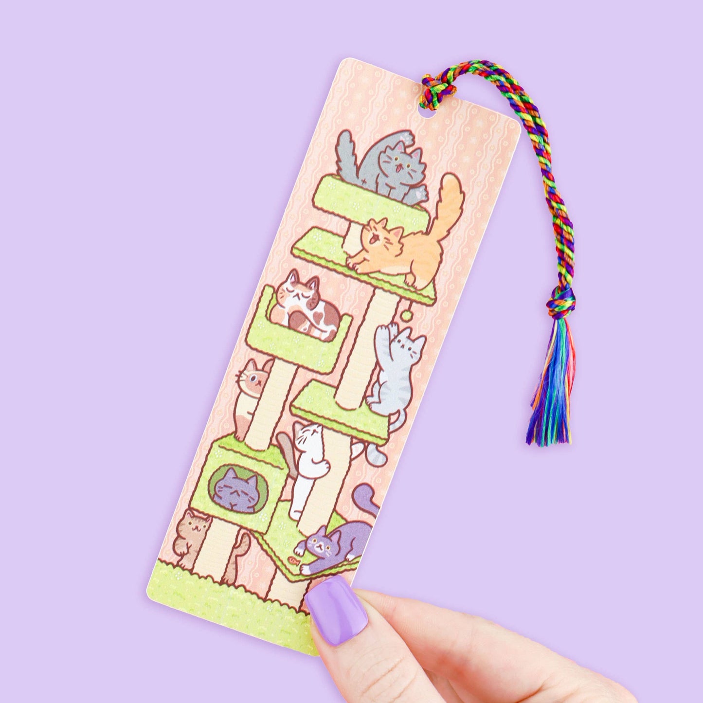 Cat Tower, Cat Lover, Cute, Bookish, Bookmark with Tassel