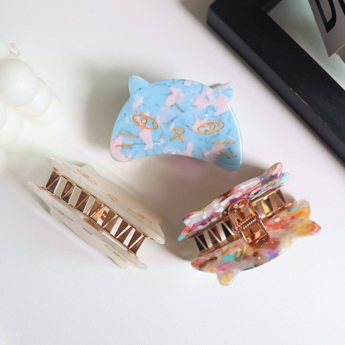 Adorable Cat Acetate Hair Clips in Various Colors