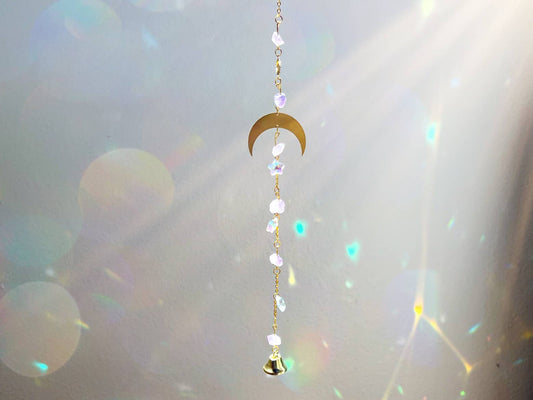 Moon and Amethyst Crystal Suncatcher Rainbow Prism
