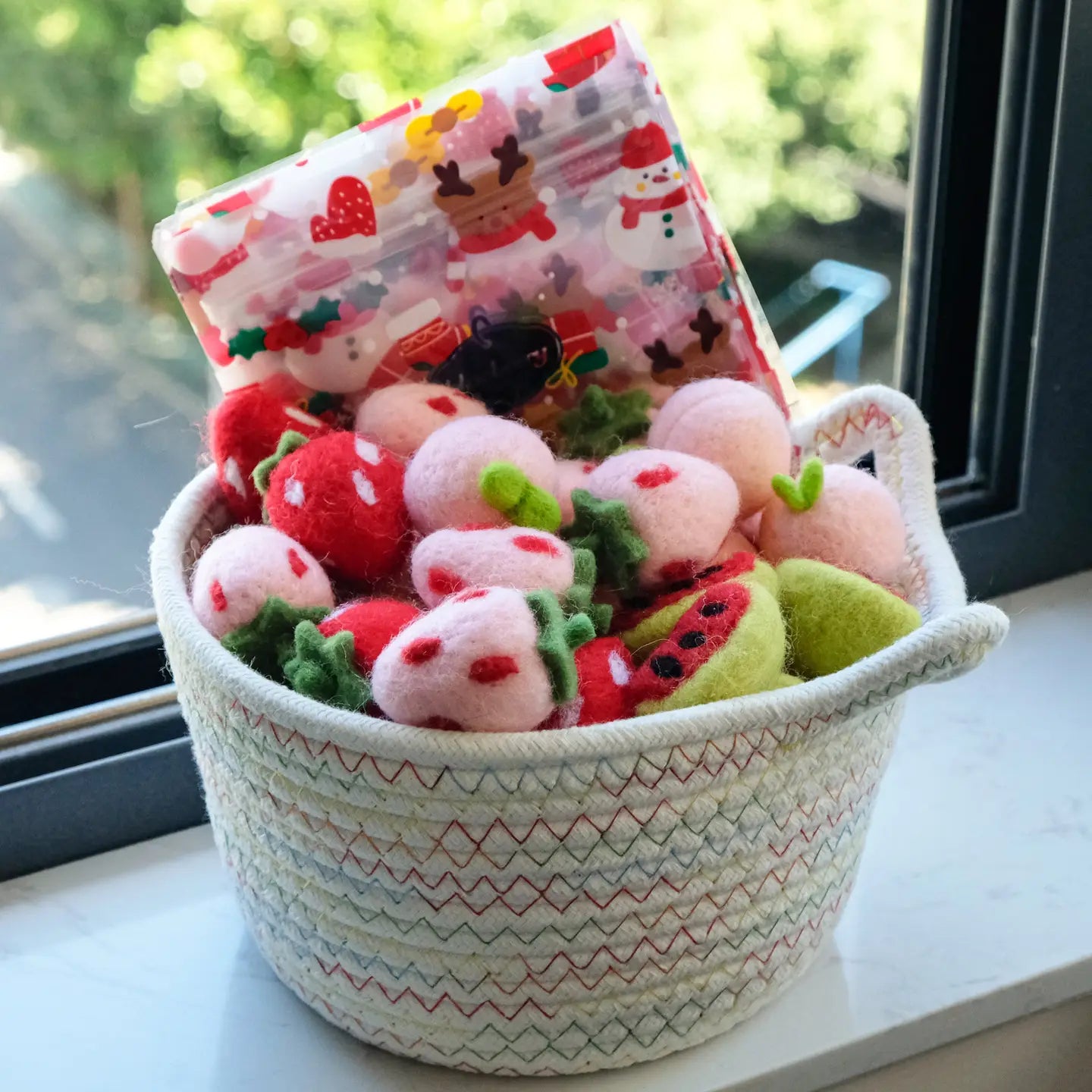 Handmade Wool Felt Cat Toy Set Fruit-Inspired Collection