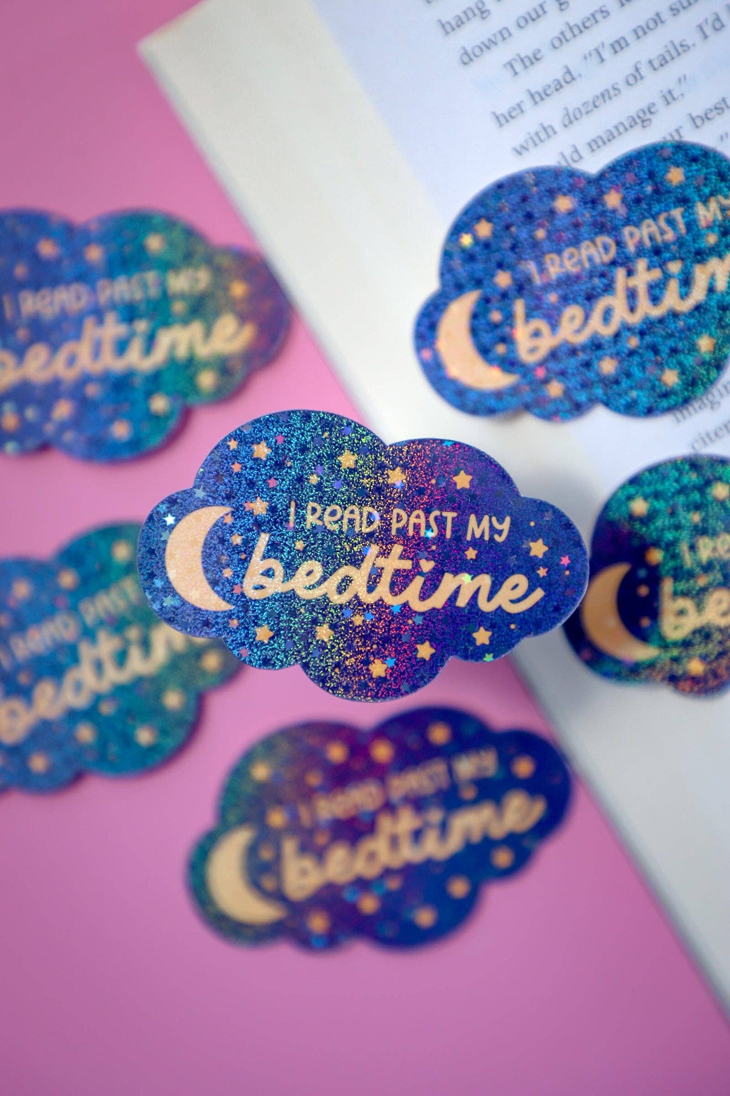 I Read Past My Bedtime Glitter Sticker