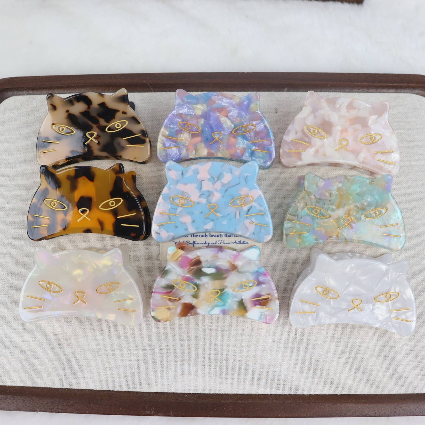 Adorable Cat Acetate Hair Clips in Various Colors
