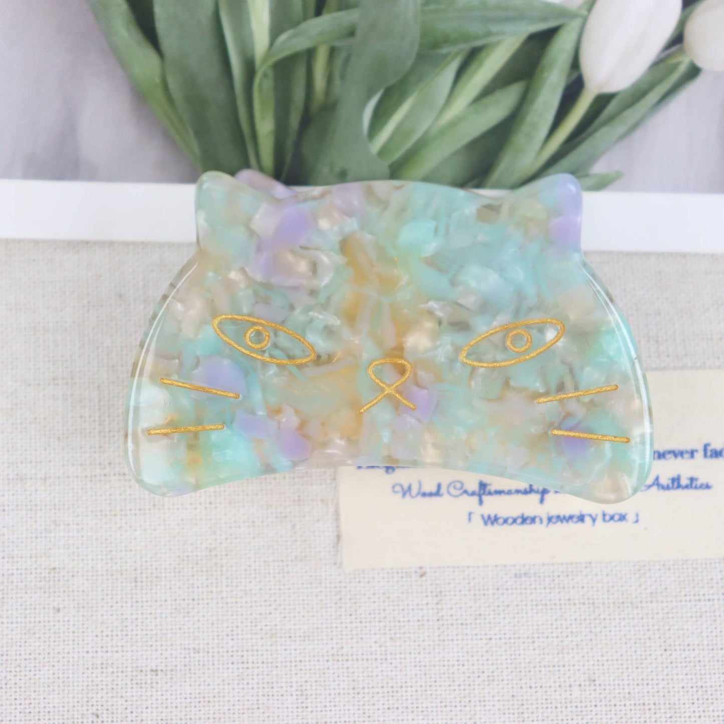 Adorable Cat Acetate Hair Clips in Various Colors