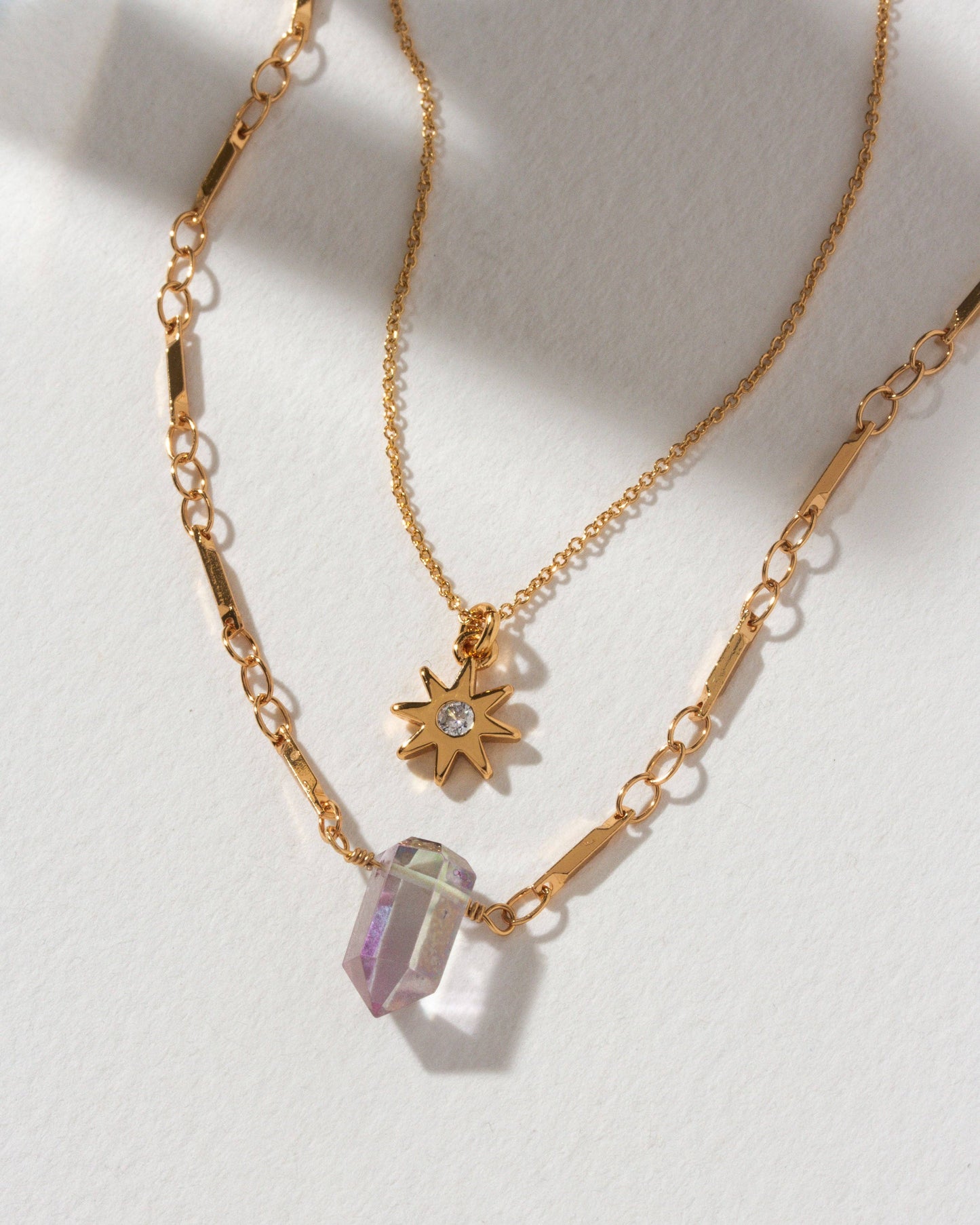 Reflective Gemstone Necklace Set - Mystic Quartz
