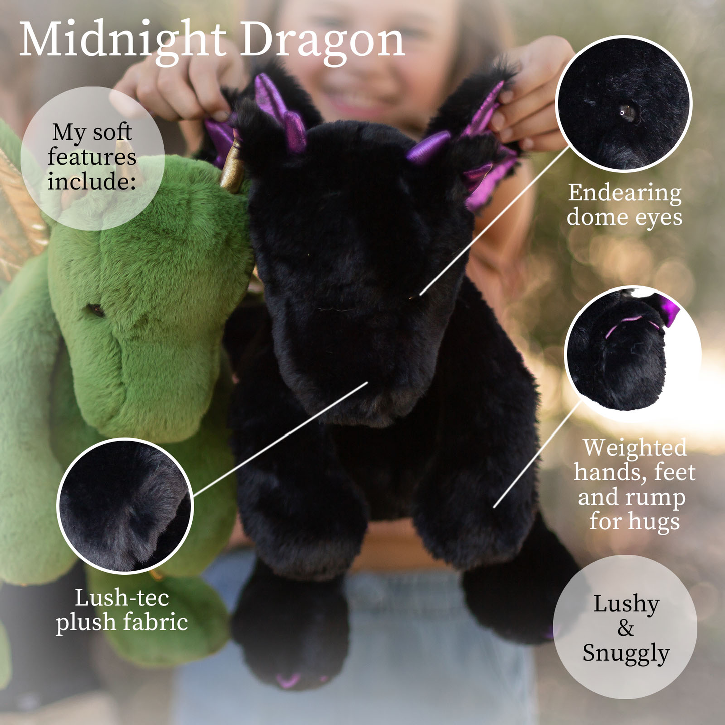World's Softest Lushee 16 inch - Midnight Dragon