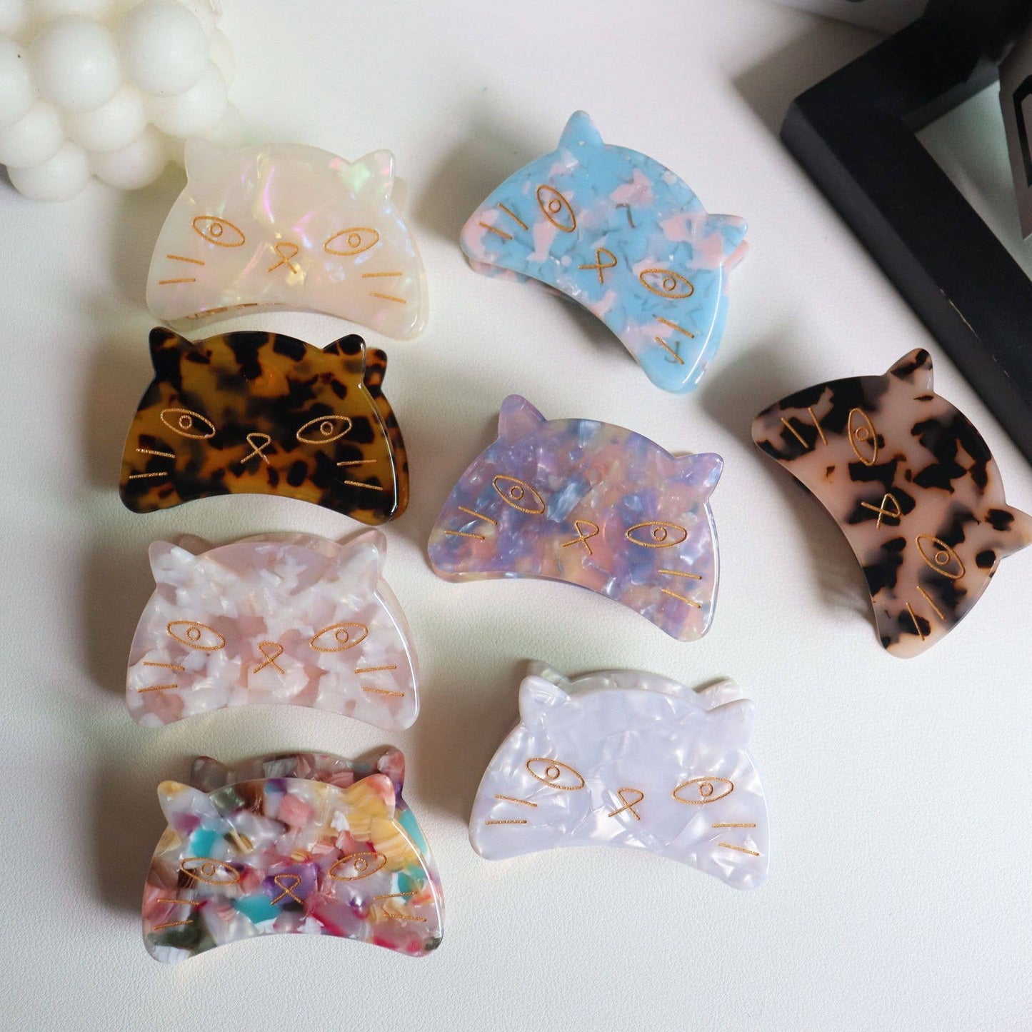 Adorable Cat Acetate Hair Clips in Various Colors