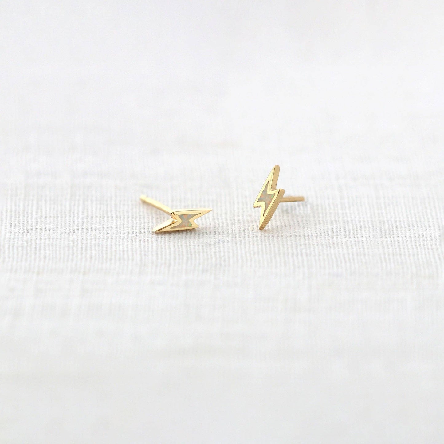 Opal Lightning Bolt Stud Earrings