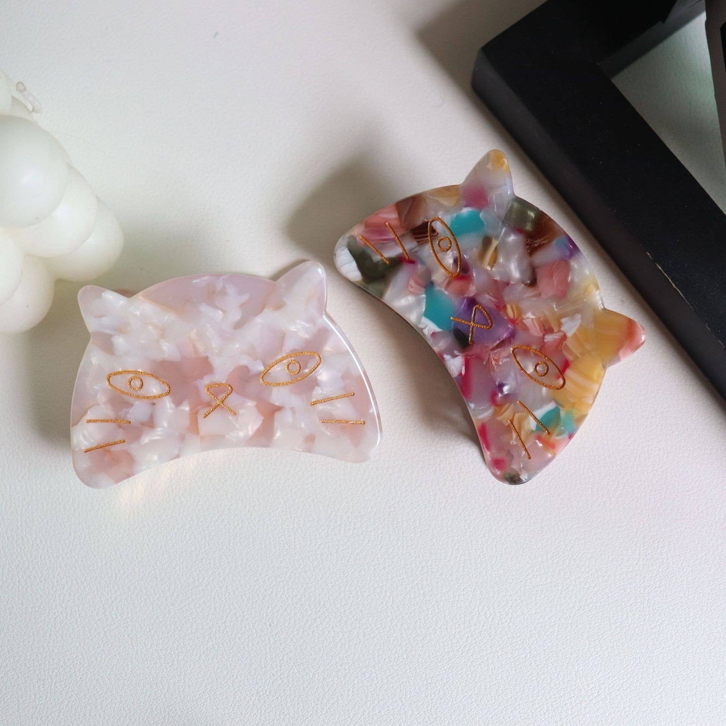 Adorable Cat Acetate Hair Clips in Various Colors