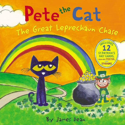 Pete the Cat: The Great Leprechaun Chase: Includes 12 St. Patrick's Day Cards, Fold-Out Poster, and Stickers! cover image