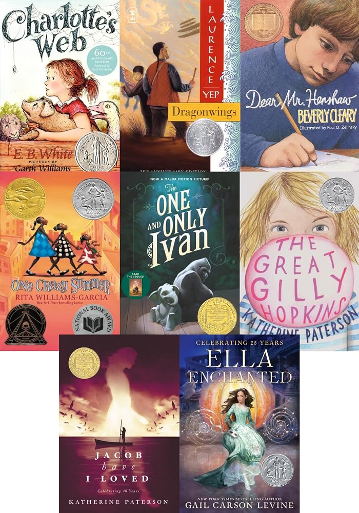 Newbery Award Favorite Library 8 Book Box Set : Charlotte's Web, The One and Only Ivan, Ella Enchanted, Dragonwings+ cover image