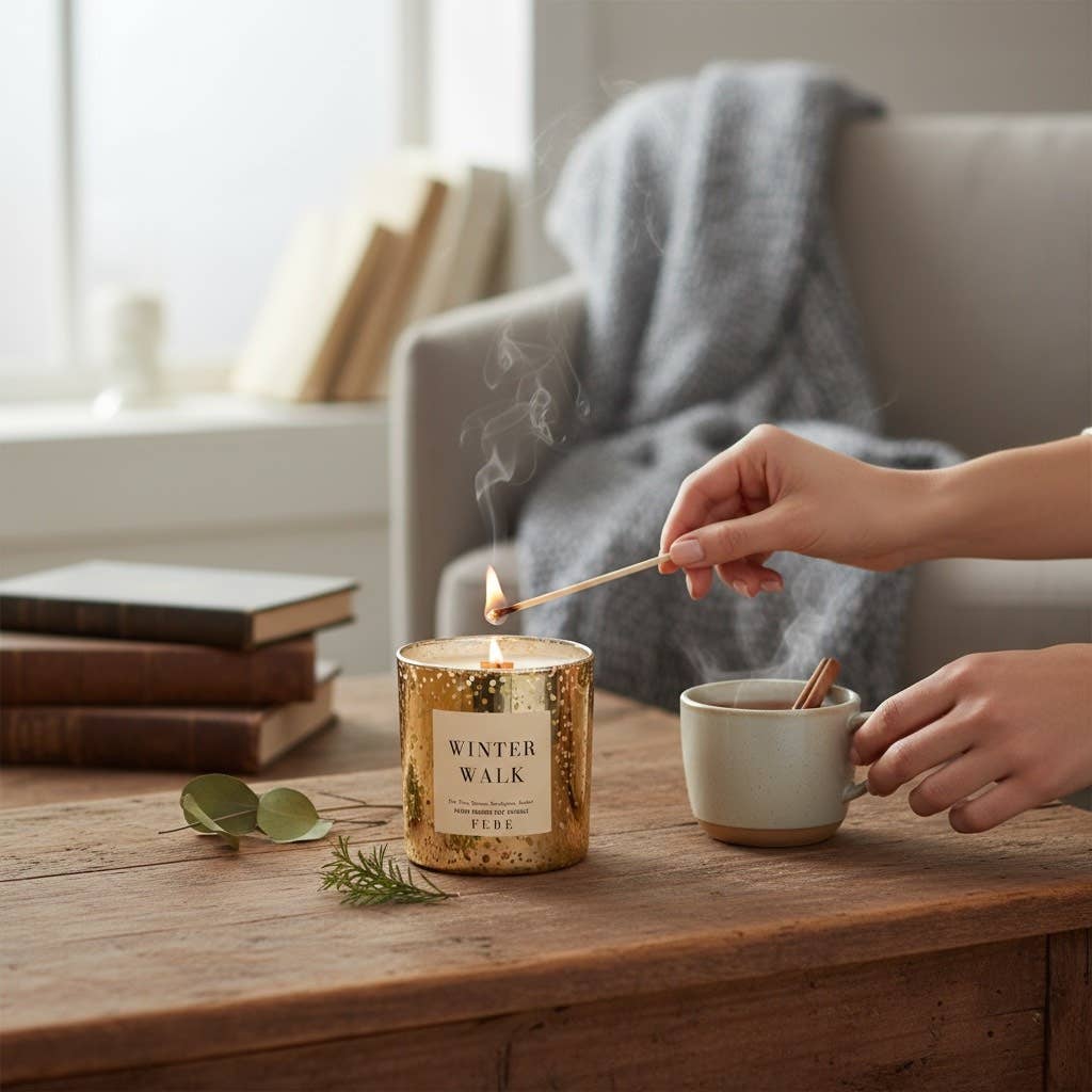 Winter Walk- Fir Tree & Spruce 10oz Gold Glass Candle