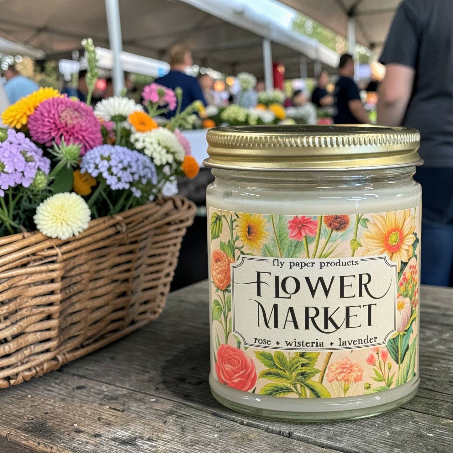 Flower Market 9oz Soy Candle - Rose + Wisteria + Lavender