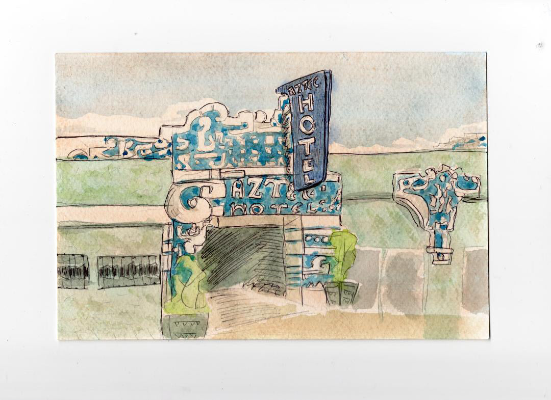 Aztec Hotel Watercolor Print