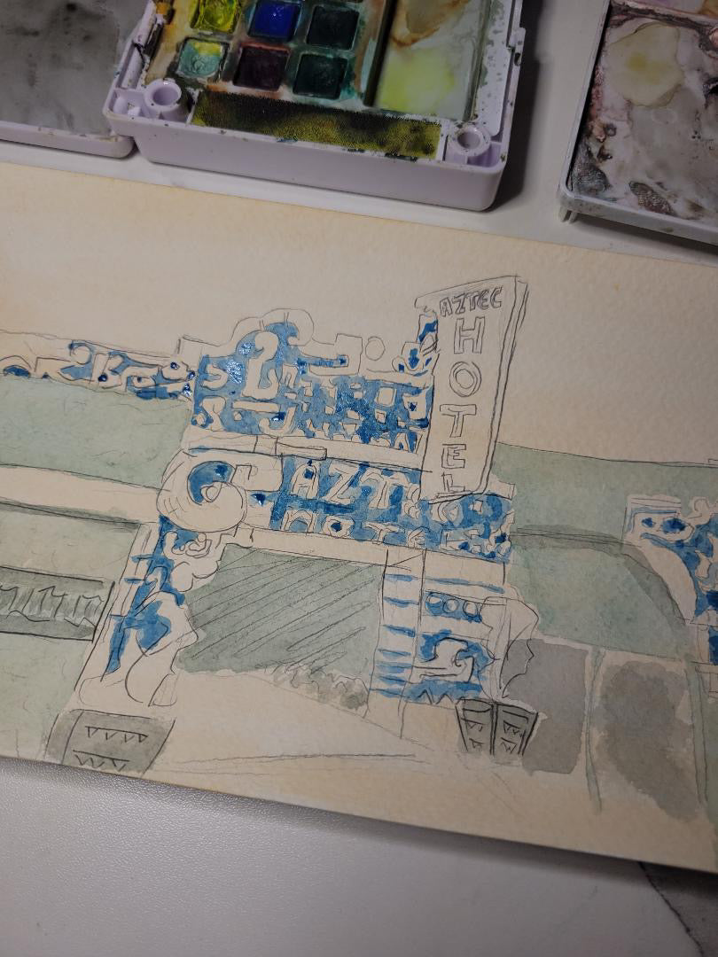 Aztec Hotel Watercolor Print