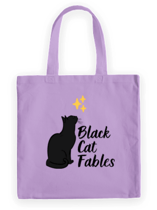 Black Cat Fables Lavender Tote Bags
