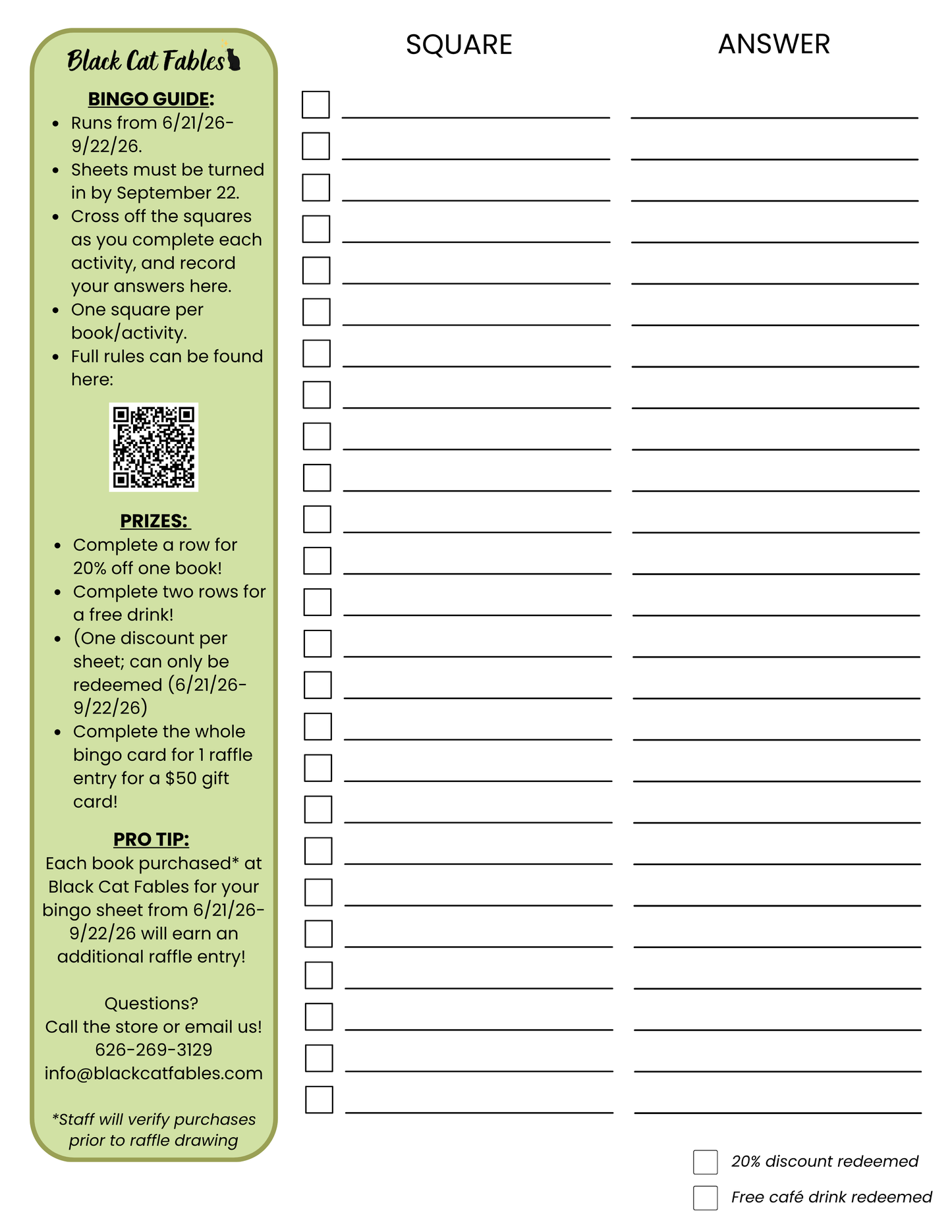 Summer Reading Bingo 2026!