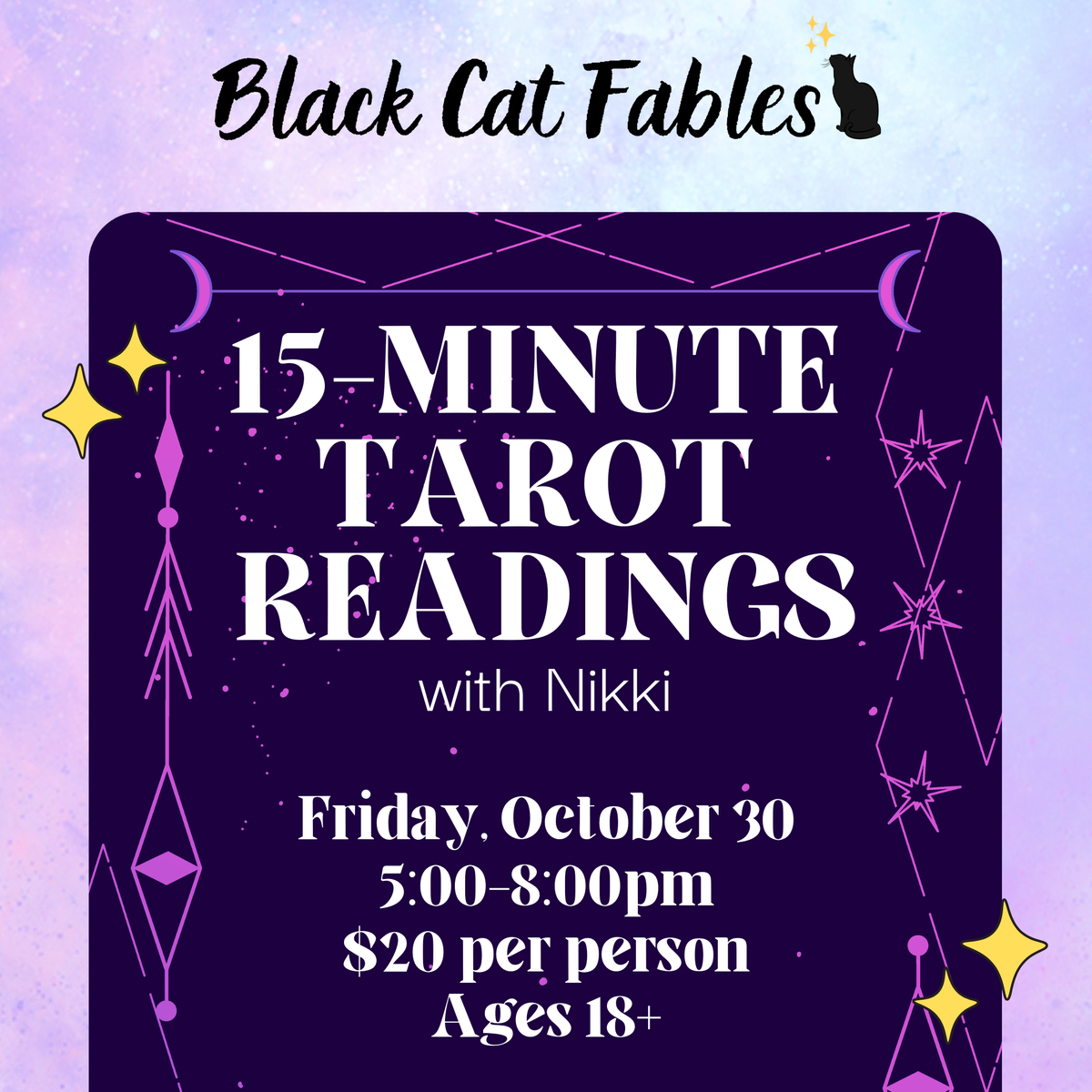 10/30/2026 – 15-Minute Tarot Readings with Nikki