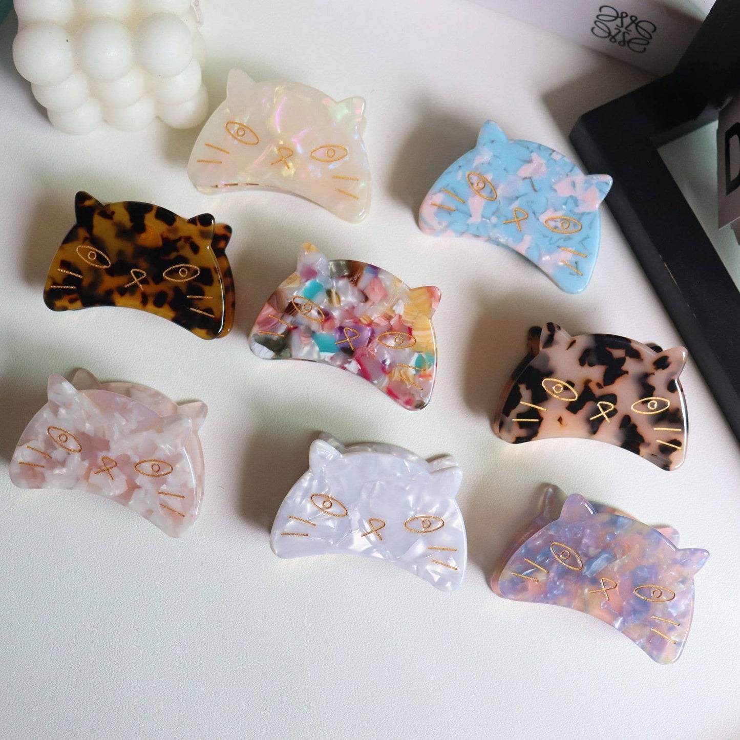 Adorable Cat Acetate Hair Clips in Various Colors