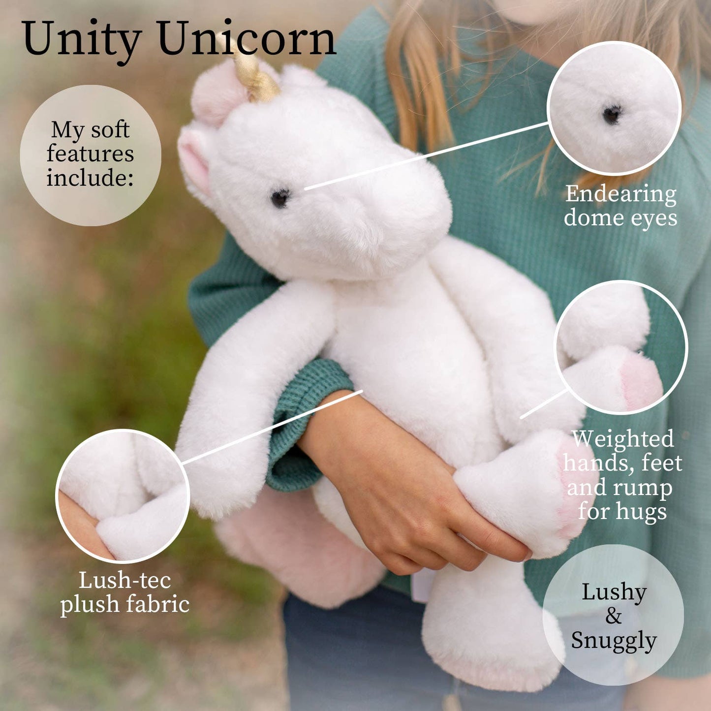 World's Softest Lushee 16 inch - Unity White Unicorn Plush