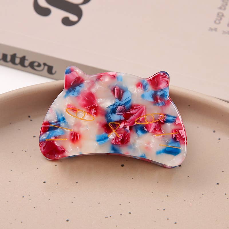 Cute Cat Head Metal Hair Claw Clip, Acetate Claw Clip
