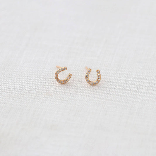 Horseshoe Crystal Stud Earrings