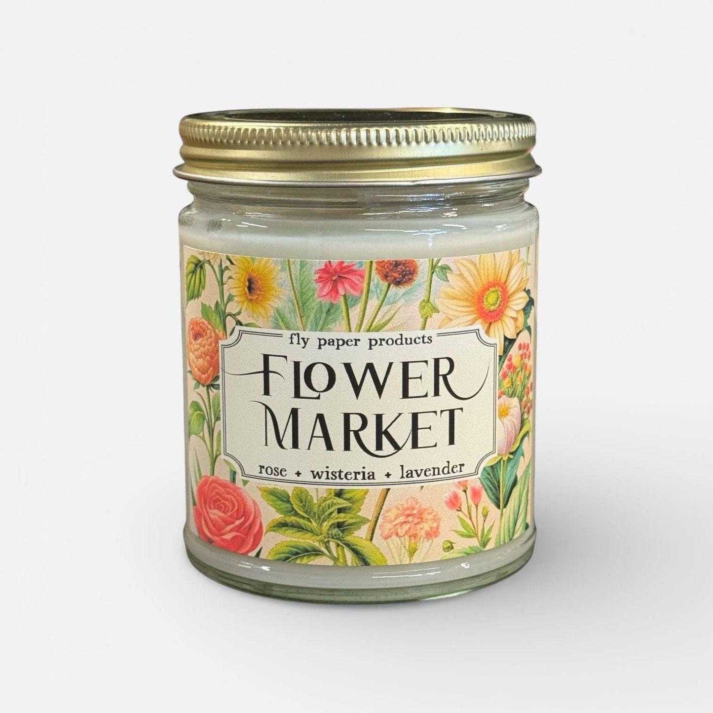 Flower Market 9oz Soy Candle - Rose + Wisteria + Lavender