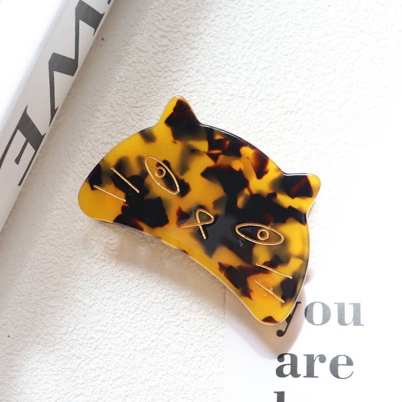 Adorable Cat Acetate Hair Clips in Various Colors