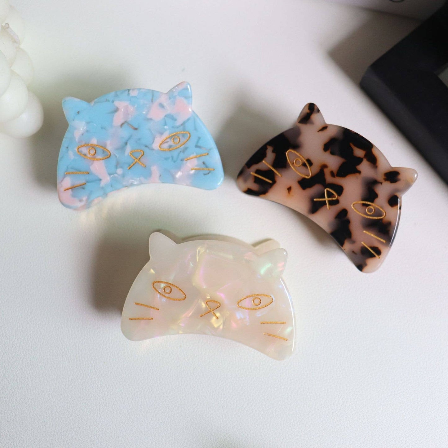 Adorable Cat Acetate Hair Clips in Various Colors