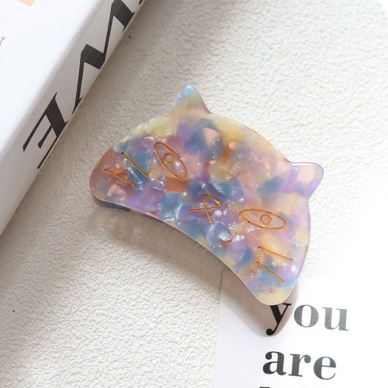 Adorable Cat Acetate Hair Clips in Various Colors