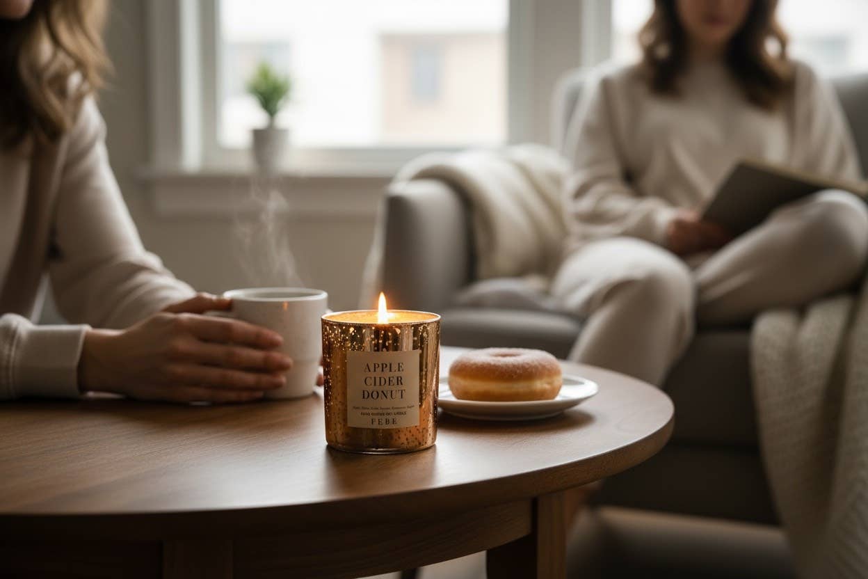 Apple Cider Donut- Sugared Donut 10oz Gold Glass Candle